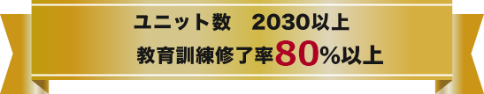 ユニット数　2030以上 教育訓練修了率80%以上